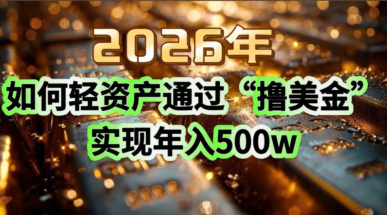 （17033期）2026年如何轻资产通过“撸美金”实现年入500w-小二项目网