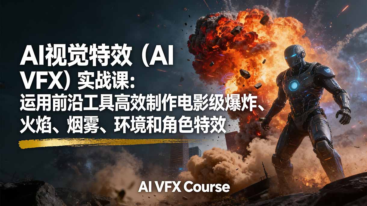 （17212期）AI视觉特效（AI VFX）实战课：运用前沿工具高效制作电影级爆炸、火焰、烟雾、环境和角色特效-小二项目网