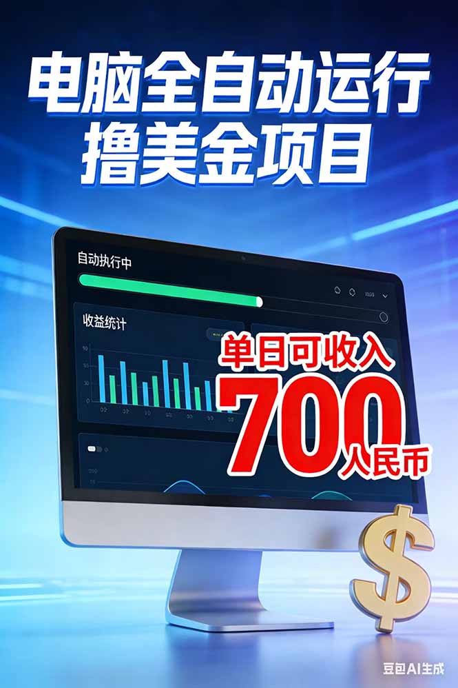 （17169期）2026年电脑全自动赚美金项目，单电脑日收益700+-小二项目网