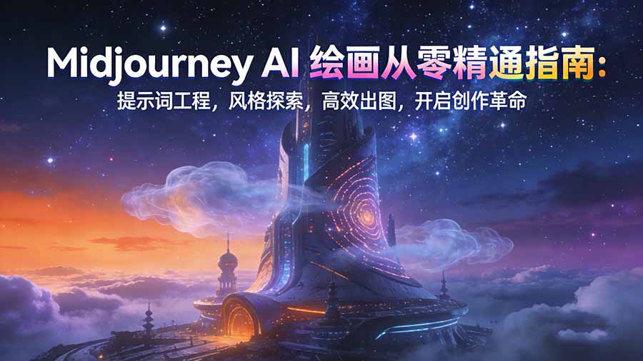 （17118期）Midjourney AI绘画从零精通指南：提示词工程，风格探索，高效出图，开启创作革命-小二项目网