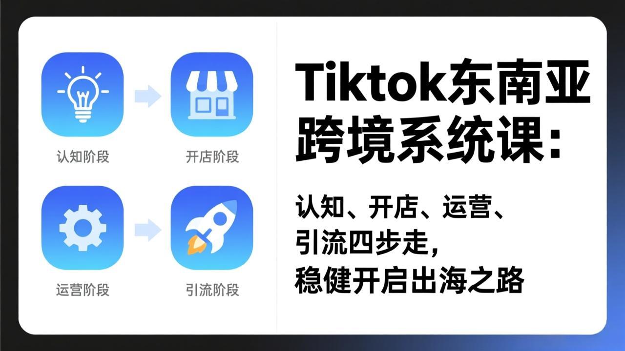 （17243期）TikTok东南亚跨境系统课：认知、开店、运营、引流四步走，稳健开启出海之路-小二项目网