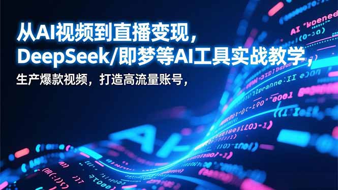 （17001期）从AI视频到直播变现，DeepSeek/即梦等AI工具实战教学，生产爆款视频，打造高流量账号-小二项目网