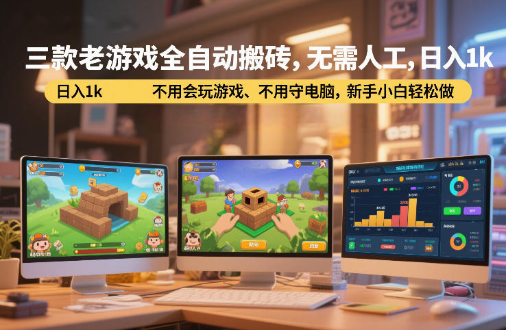 三款老游戏全自动搬砖，无需人工，日入1k，不用会玩游戏、不用守电脑，新手小白轻松做【揭秘】-小二项目网