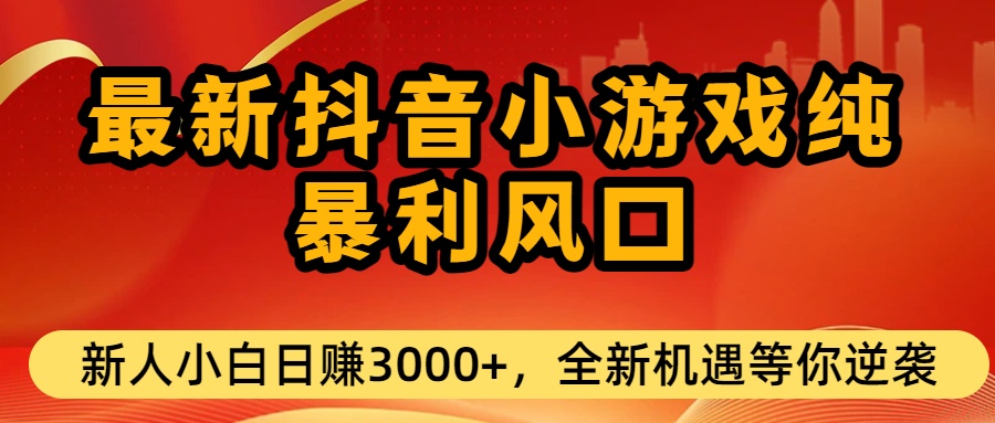 最新抖音小游戏纯暴利风口!小白单日稳赚3000+，全新机遇千万别错过-小二项目网