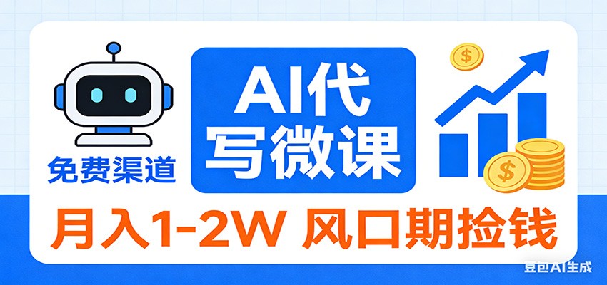2026告别打工！AI 代写微课，提供免费渠道，月入 1-2W 风口期捡钱-小二项目网