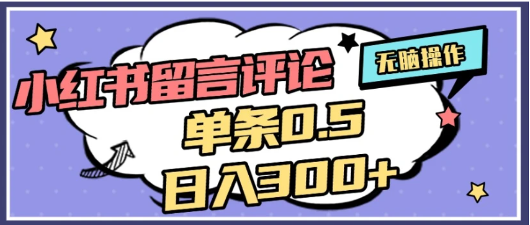2026最新小红书评论单条0.5元,日入300+,无上限,详细操作流程-小二项目网