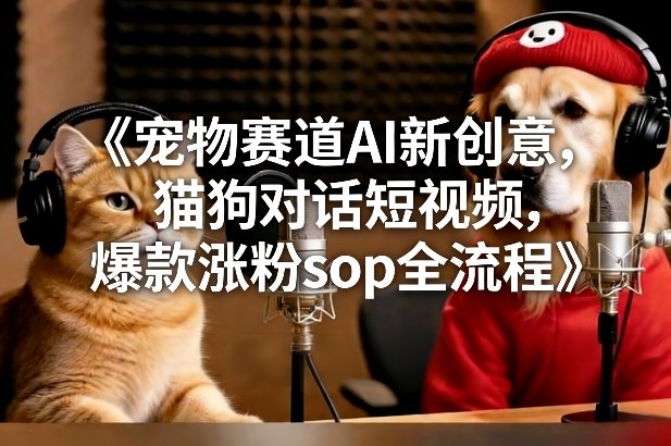 宠物赛道AI新创意，猫狗对话短视频，爆款涨粉sop全流程-小二项目网