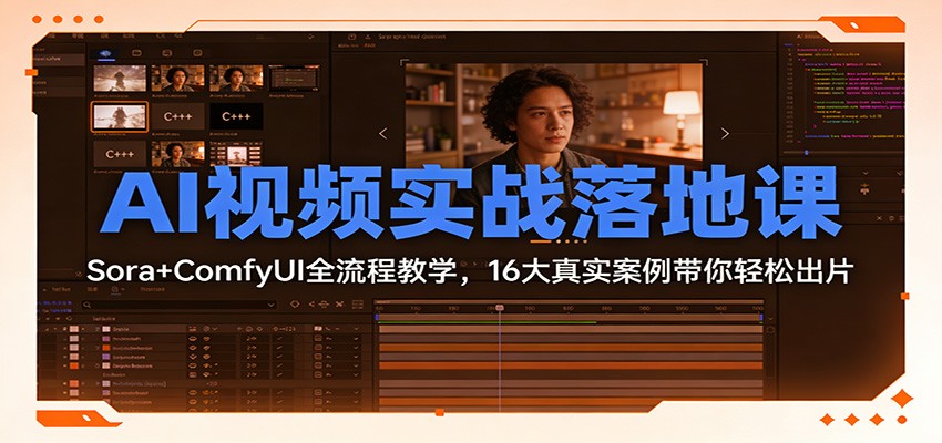 AI视频实战落地课：Sora+ComfyUI全流程教学，16大真实案例带你轻松出片-小二项目网