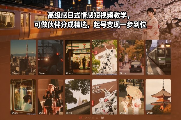 高级感日式情感短视频教学,可做伙伴分成精选,起号变现一步到位-小二项目网