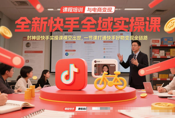 全新快手全域实操课，封神级快手实操课横空出世，一节课打通快手好物变现全链路-小二项目网