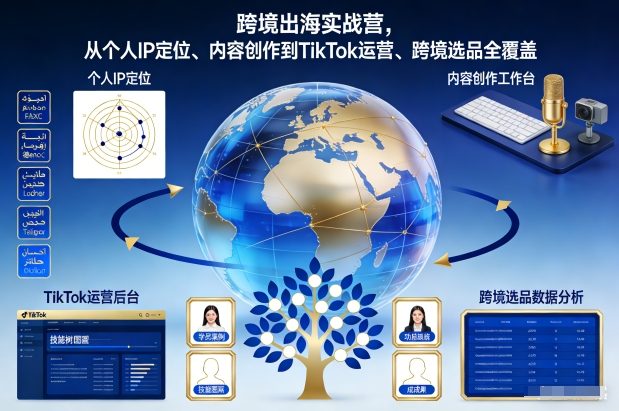 跨境出海实战营，从个人IP定位、内容创作到TikTok运营、跨境选品全覆盖-小二项目网