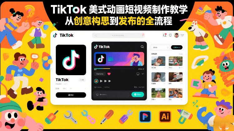 TikTok美式动画短视频制作教学，从创意构思到发布的全流程-小二项目网