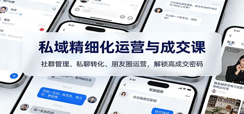 私域精细化运营与成交课：社群管理、私聊转化、朋友圈运营，解锁高成交密码-小二项目网