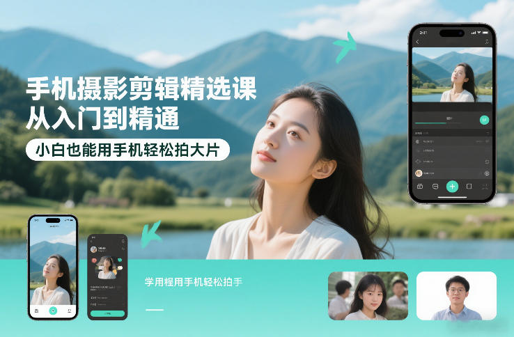 手机摄影剪辑精选课，从入门到精通，小白也能用手机轻松拍大片-小二项目网