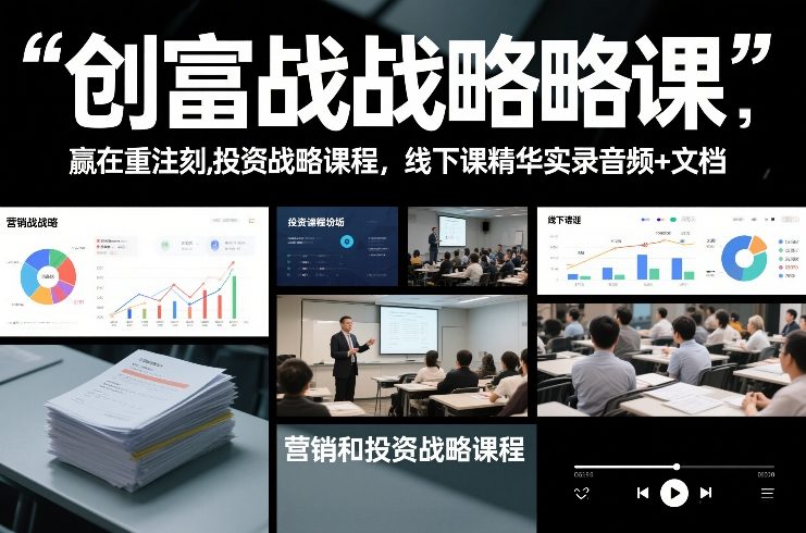 创富战略课，赢在重注时刻，营销和投资战略课程，线下课精华实录音频+文档-小二项目网