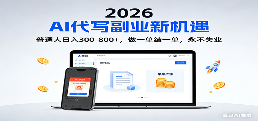 2026 副业首选!AI 代写日入 300-800,普通人0门槛,做一单结一单!-小二项目网