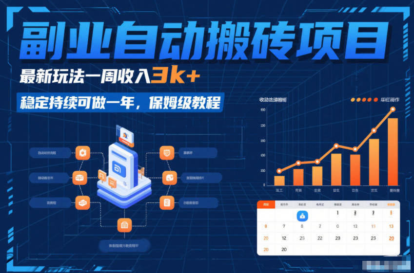 副业自动搬砖项目，最新玩法一周收入3k+，稳定持续可做一年，保姆级教程【揭秘】-小二项目网