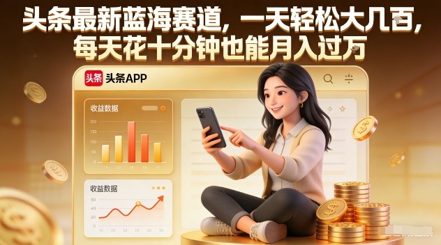 头条最新蓝海赛道，一天轻松大几张，每天花十分钟也能月入过1W【揭秘】-小二项目网