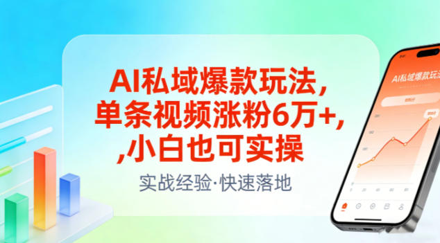 AI私域爆款玩法，单条视频涨粉6W+，小白也可实操-小二项目网