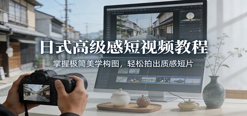日式高级感短视频教程：掌握极简美学构图，轻松拍出质感短片-小二项目网