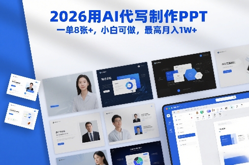 2026用AI代写制作PPT，一单8张+，小白可做，最高月入1W+-小二项目网