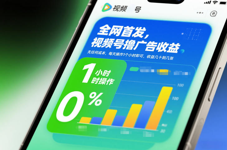 全网首发,视频号撸广告收益,无任何成本,每天操作1个小时即可,收益几十到几张-小二项目网