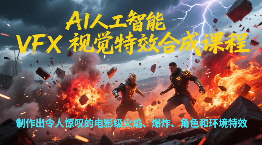 AI人工智能VFX视觉特效合成课程，制作出令人惊叹的电影级火焰、爆炸、角色和环境特效-小二项目网