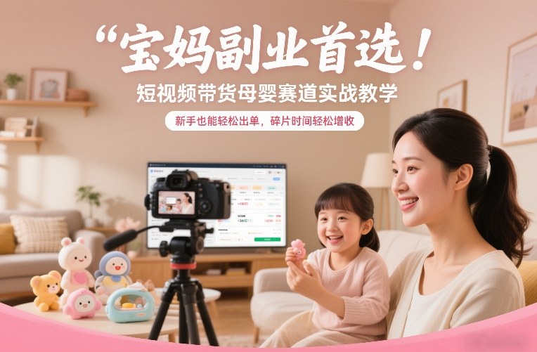 宝妈副业首选！短视频带货母婴赛道实战教学，新手也能轻松出单，碎片时间轻松增收-小二项目网