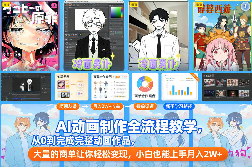 AI动画制作全流程教学，从0到完成完整动画作品，大量的商单让你轻松变现，小白也能上手月入2W+-小二项目网