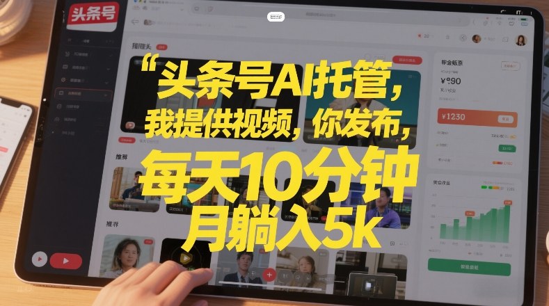 头条号AI托管，我提供视频，你发布，每天10分钟，月躺入5k+【揭秘】-小二项目网