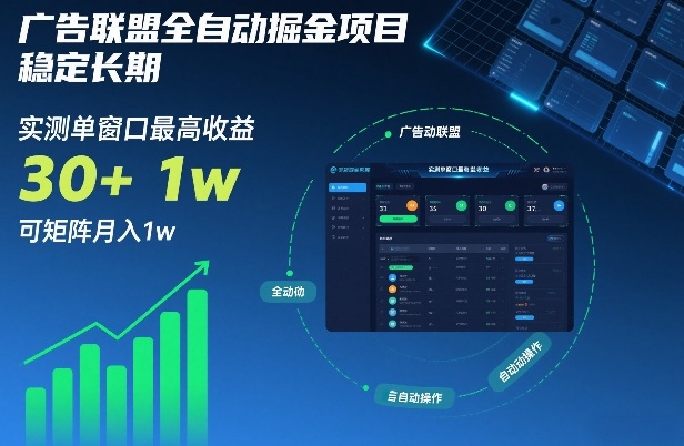 广告联盟全自动掘金项目，稳定长期，实测单窗口最高收益30+，可矩阵月入1w+【揭秘】-小二项目网