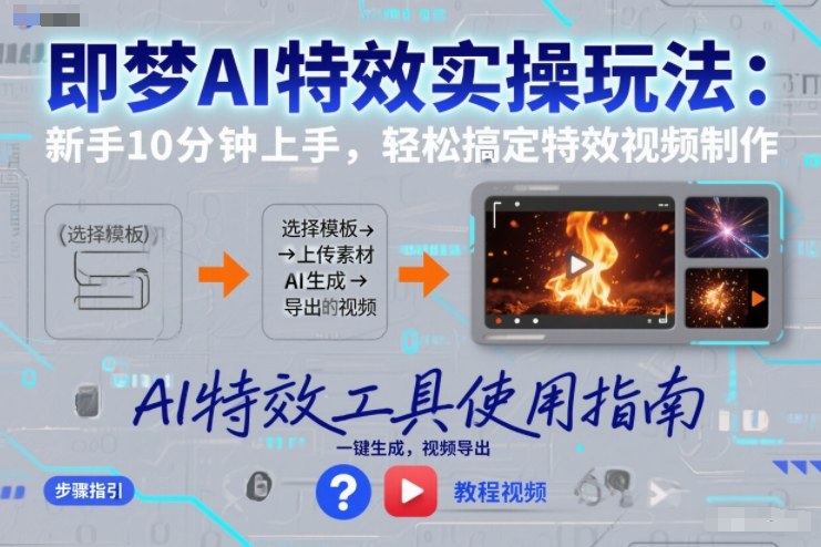 即梦AI特效实操玩法：新手10分钟上手，轻松搞定特效视频制作-小二项目网