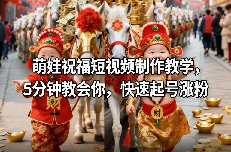 萌娃祝福短视频制作教学，5分钟教会你，快速起号涨粉-小二项目网