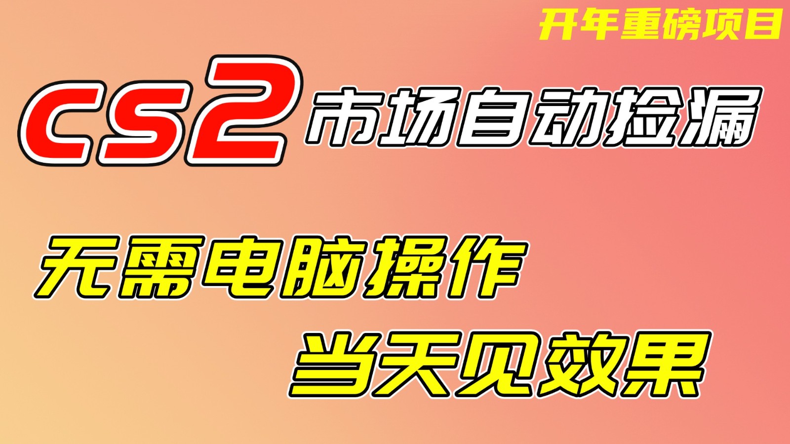 CS2市场挂机项，无需电脑操作，无需进入游戏，当天见效果，支持任何形式验证-小二项目网