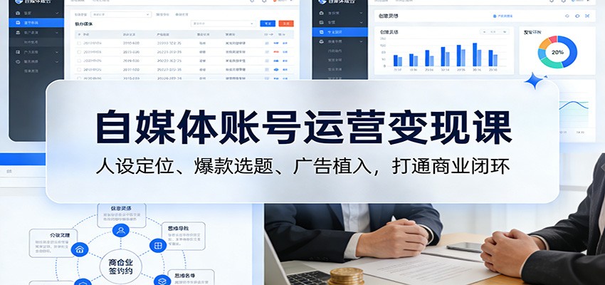自媒体账号运营变现课：人设定位、爆款选题、广告植入，打通商业闭环-小二项目网