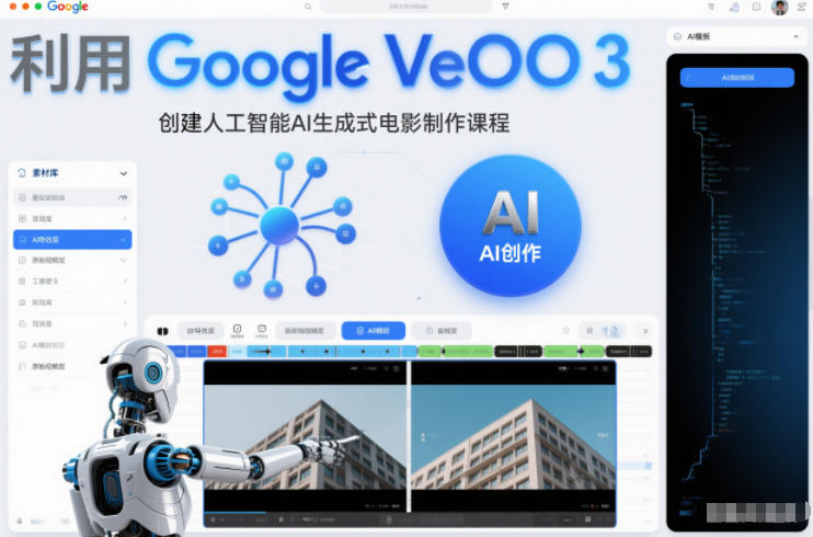 利l用Google Veo 3创建人工智能AI生成式电影制作课程，使用人工智能的力量创建令人惊叹的视频-小二项目网