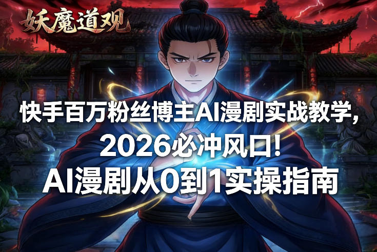 快手百万粉丝博主AI漫剧实战教学，2026必冲风口！AI漫剧从0到1实操指南-小二项目网