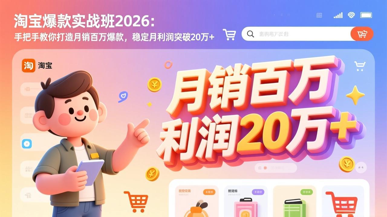 （17401期）淘宝爆款实战班-2026年2月更新：手把手教你打造月销百万爆款，稳定月利润突破20万+-小二项目网