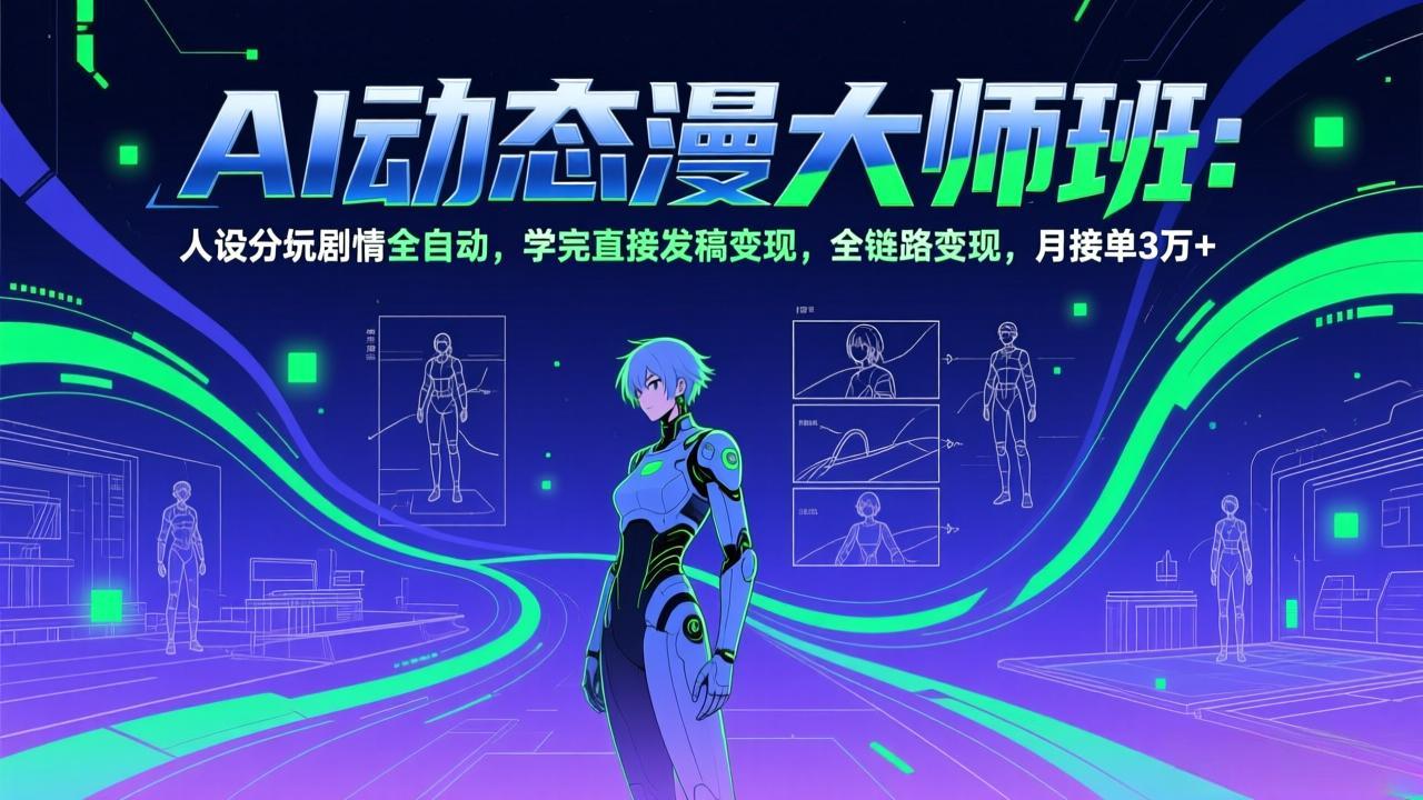 （17402期）AI动态漫剧大师班：人设分镜剧情全自动，学完直接发稿变现，全链路变现，月接单3万+-小二项目网