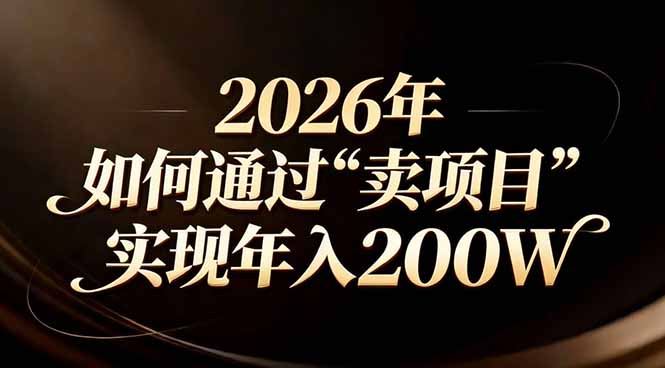 （17309期）站在2026年的十字路口：一个普通人如何通过卖项目实现年入200万-小二项目网