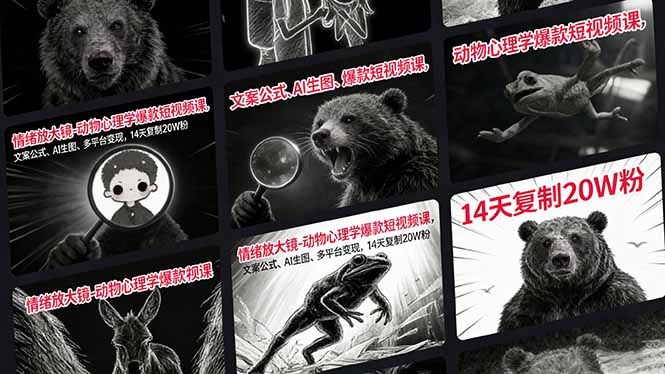 （17376期）情绪放大镜-动物心理学爆款短视频课，文案公式、AI生图、多平台变现，14天复制20W粉-小二项目网