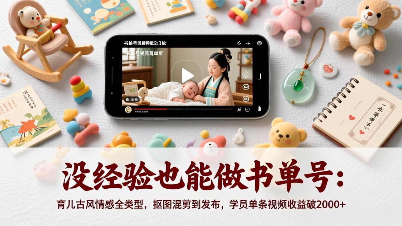 （17389期）没经验也能做书单号：育儿古风情感全类型，抠图混剪到发布，学员单条视频收益破2000+-小二项目网