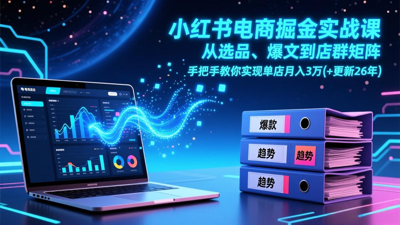 （17290期）小红书电商掘金实战课，从选品、爆文到店群矩阵，手把手教你实现单店月入3万+(更新26年)-小二项目网