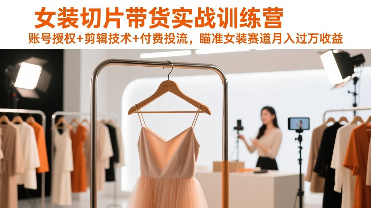 （17357期）女装切片带货实战训练营，账号授权+剪辑技术+付费投流，瞄准女装赛道月入过万收益-小二项目网