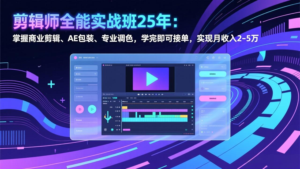 （17294期）剪辑师全能实战班25年：掌握商业剪辑、AE包装、专业调色，学完即可接单，实现月收入2-5万-小二项目网