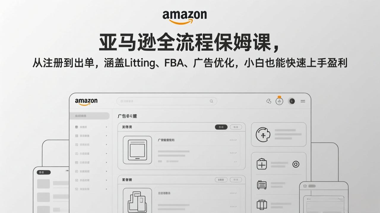 （17293期）亚马逊全流程保姆课，从注册到出单，涵盖Listing、FBA、广告优化，小白也能快速上手盈利-小二项目网