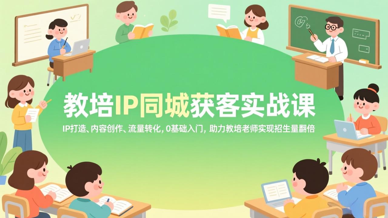 （17341期）教培IP同城获客实战课，IP打造、内容创作、流量转化，0基础入门，助力教培老师实现招生量翻倍-小二项目网