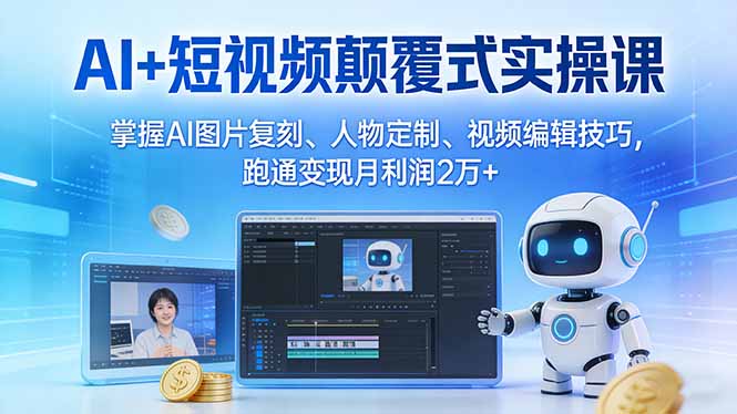 （17454期）AI+短视频颠覆式实操课：掌握AI图片复刻、人物定制、视频编辑技巧，跑通变现月利润2万+-小二项目网