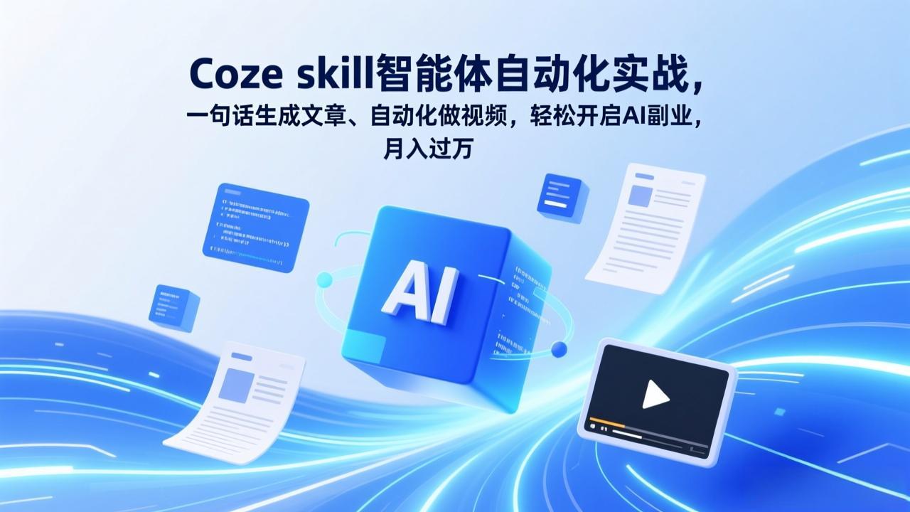 （17399期）Coze skill智能体自动化实战，一句话生成文章、自动化做视频，轻松开启AI副业，月入过万-小二项目网