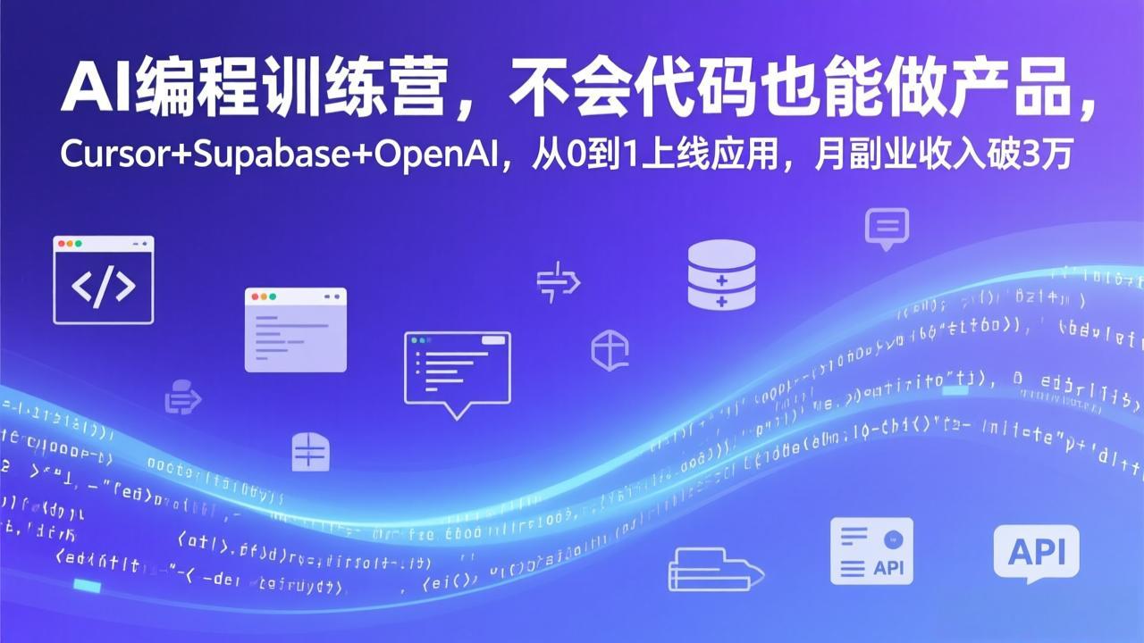 （17388期）AI编程训练营，不会代码也能做产品，Cursor+Supabase+OpenAI，从0到1上线应用，月副业收入破3万-小二项目网